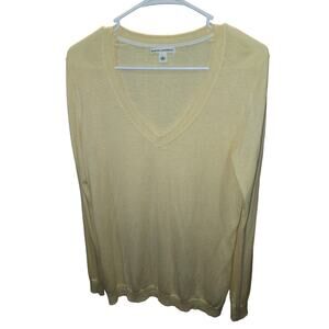 "Banana Republic Women's Pale Yellow V-Neck Sweater Long Sleeve Knit Top Size L